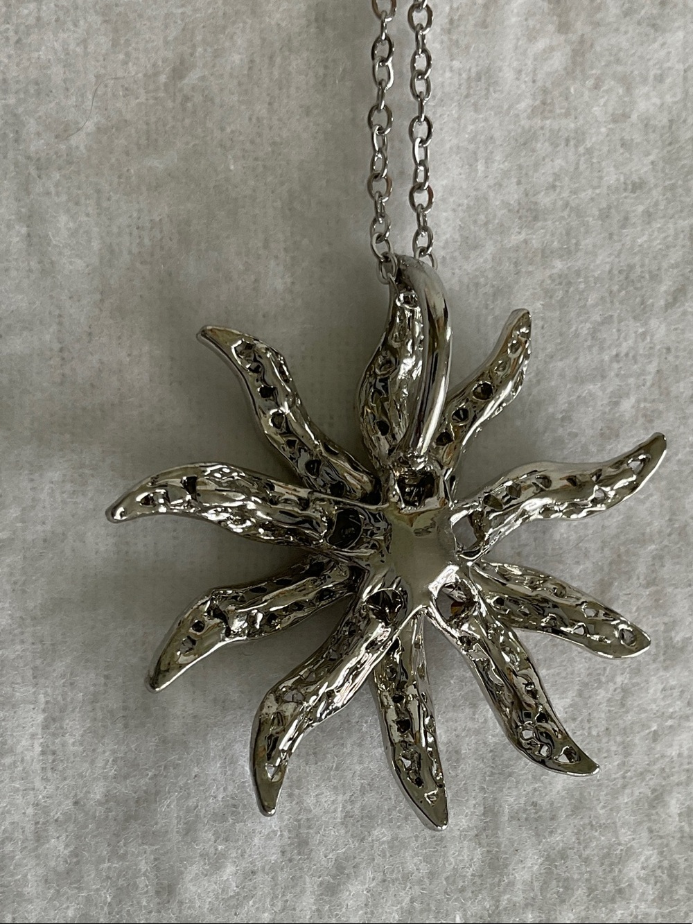 Silver Sunburst Crystal Necklace - Picture 4 of 5